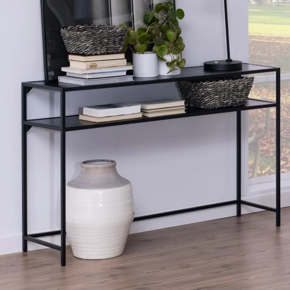 Salvo Console Table with Undershelf - Ash Black image