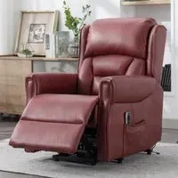 Salvo Electric Lift and Tilt Recliner Chair - Burgundy, Leather