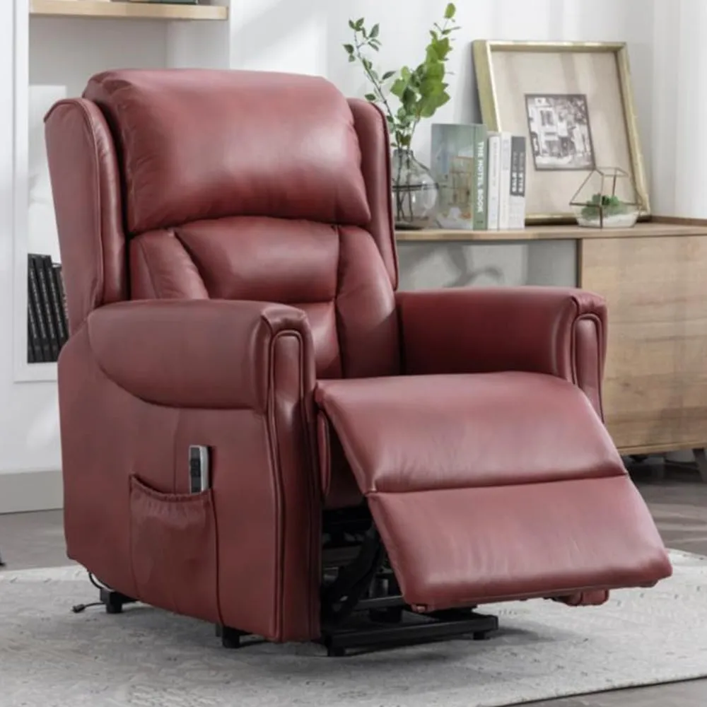 Salvo Electric Lift and Tilt Recliner Chair - Burgundy, Leather image