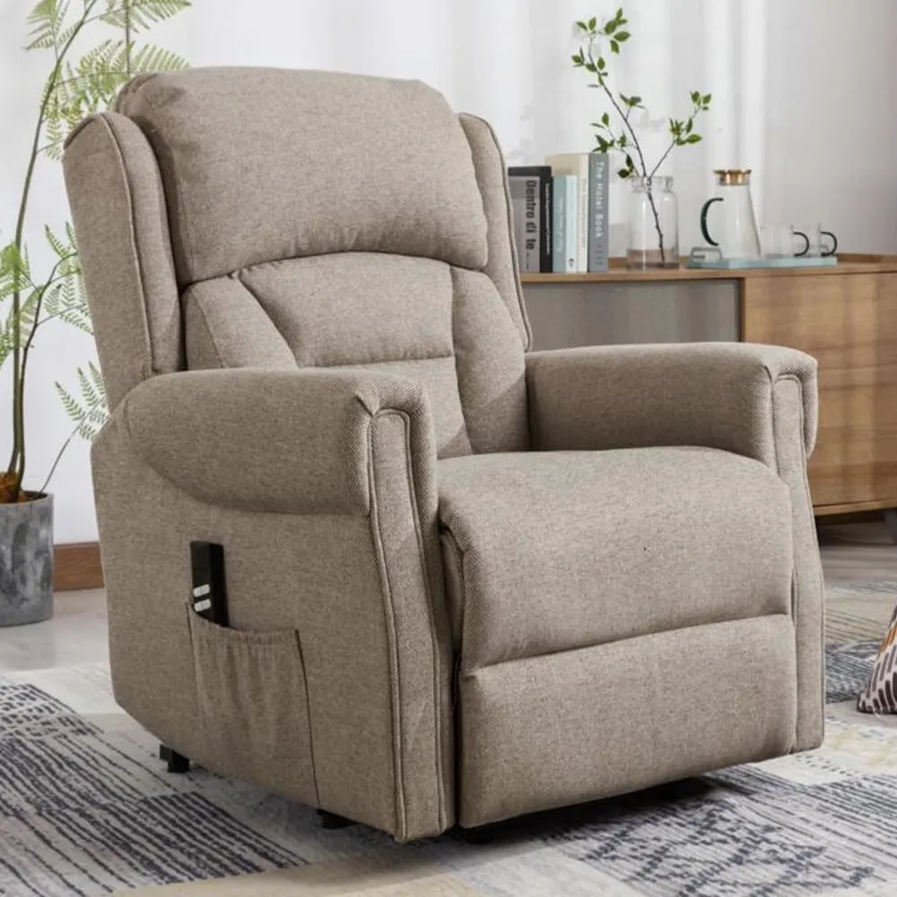 Salvo Electric Lift and Tilt Recliner Chair - Taupe, Fabric