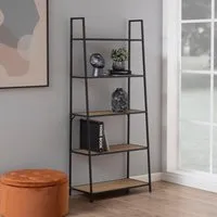 Salvo Ladder 5-Shelf Bookcase - Wild Oak