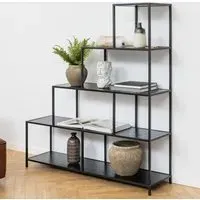 Salvo Ladder Bookcase with 4 Shelves - Ash Black