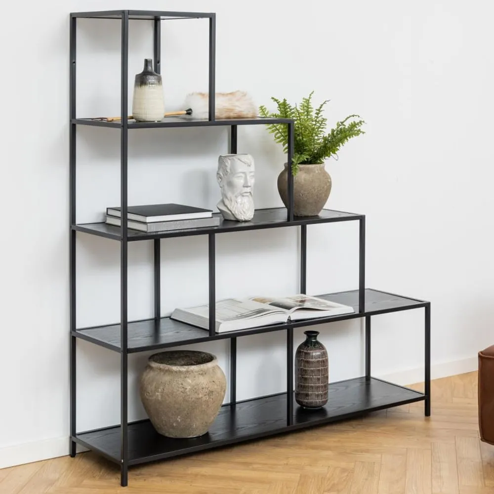 Salvo Ladder Bookcase with 4 Shelves - Ash Black