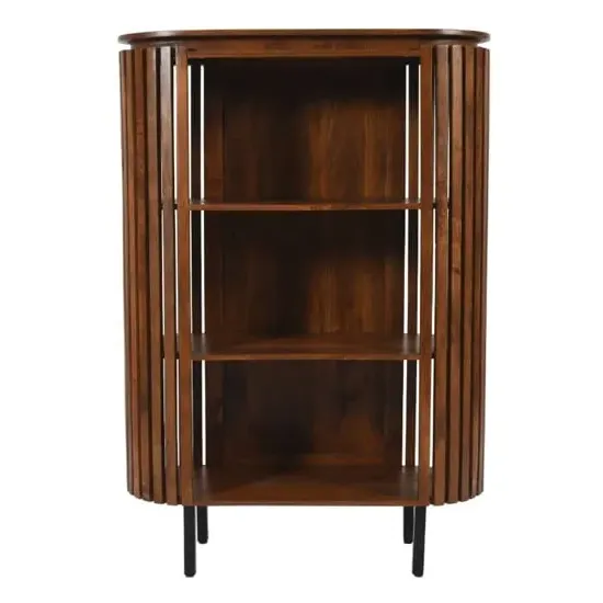 Salvo Mango Wood Bookcase with 2 Shelves - Walnut