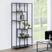 Salvo Narrow Bookcase with 5 Shelves - Black
