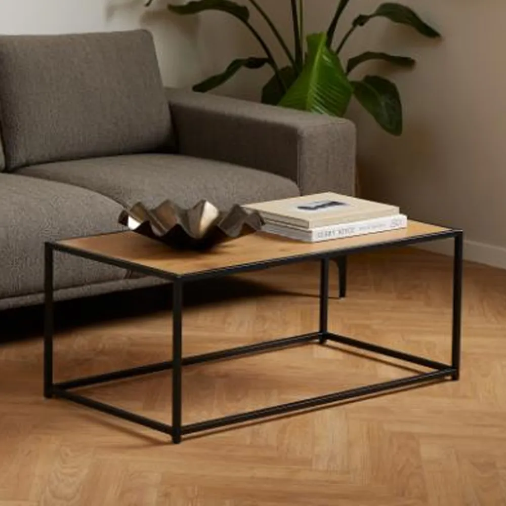 Salvo Rectangular Coffee Table - Matt Wild Oak, Wood & Metal product