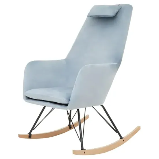 Salvo Rocking Chair - Blue, Velvet