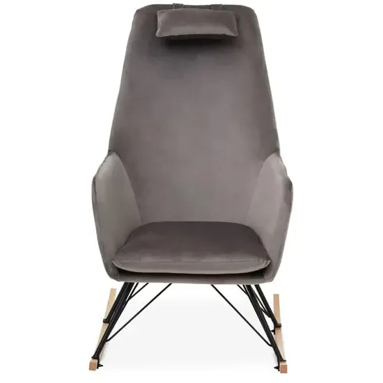 Salvo Rocking Chair - Grey, Velvet