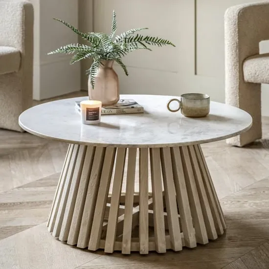 Salvo Round Coffee Table - White, Marble image