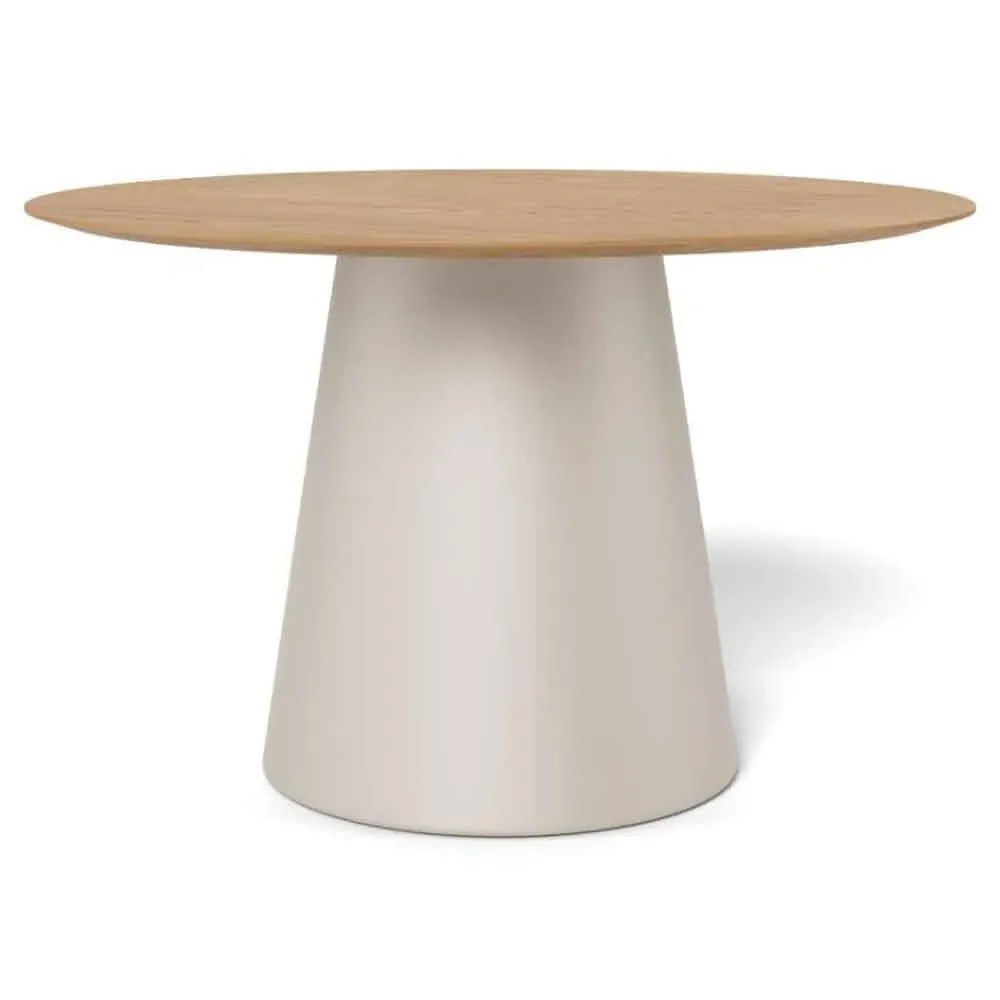 Salvo Round Dining Table with Steel Base - Grey, Wood product