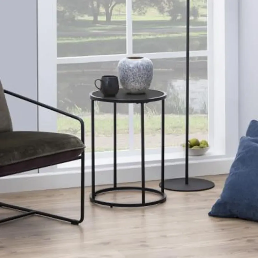 Salvo Round Side Table - Black, Wood image