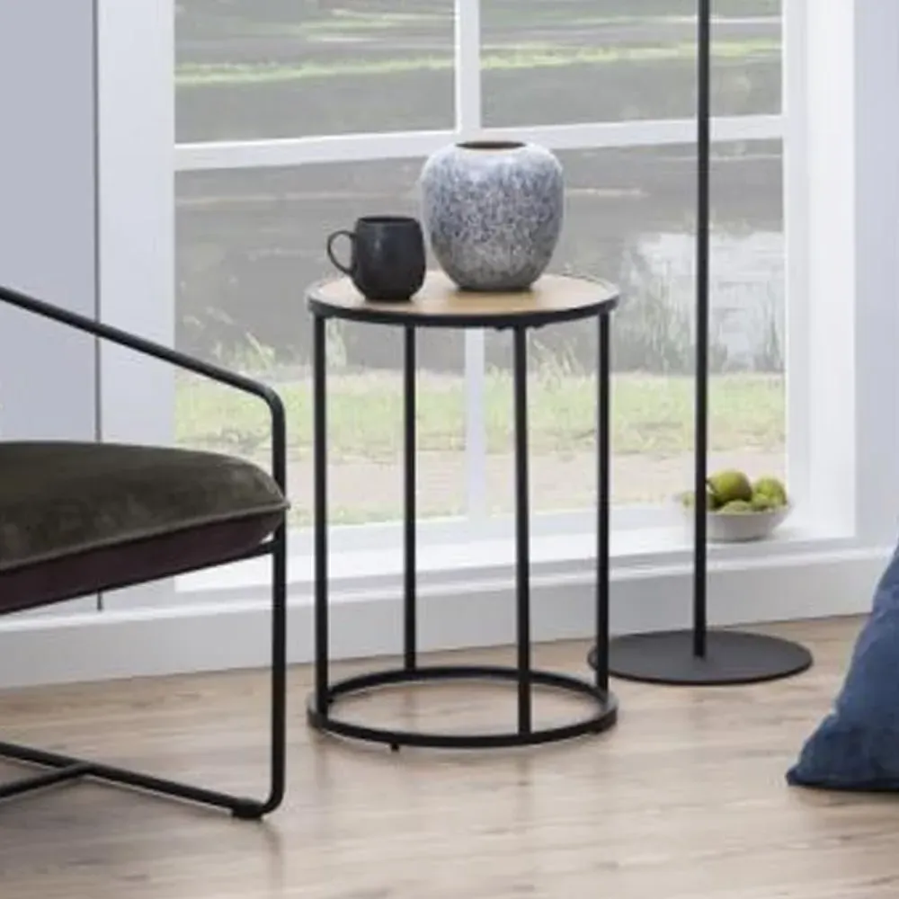 Salvo Round Side Table - Matt Wild Oak, Wood