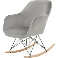 Salvo Small Rocking Chair - Grey, Velvet