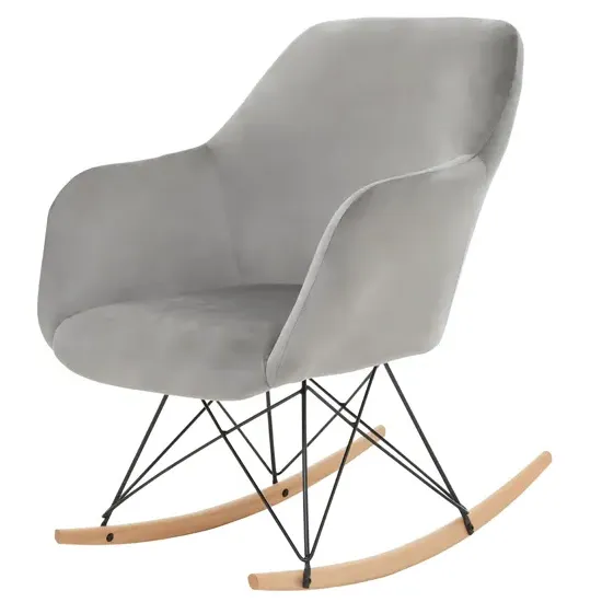 Salvo Small Rocking Chair - Grey, Velvet
