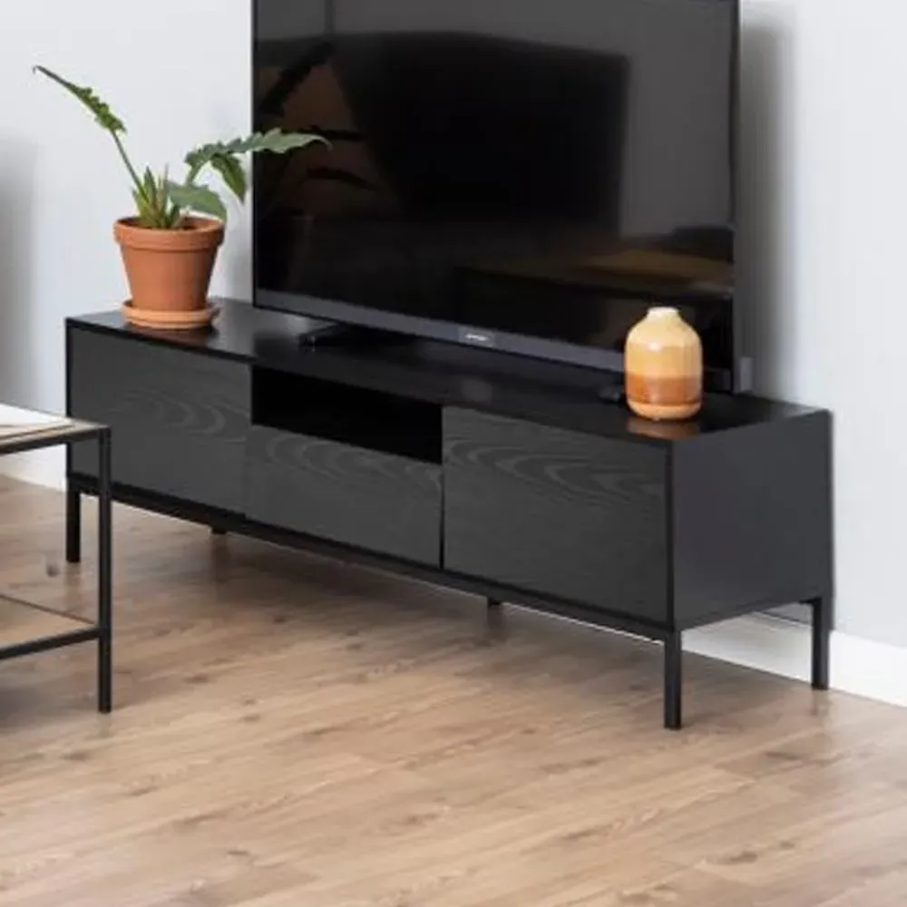 Salvo TV Stand with 2 Doors 1 Drawer - Ash Black, Wood image