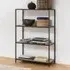 Salvo Wide Bookcase with 3 Shelves - Wild Oak, Black
