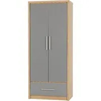 Samaira 2-Door Wardrobe - Grey, Oak