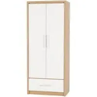 Samaira 2-Door Wardrobe with Drawer - White High Gloss
