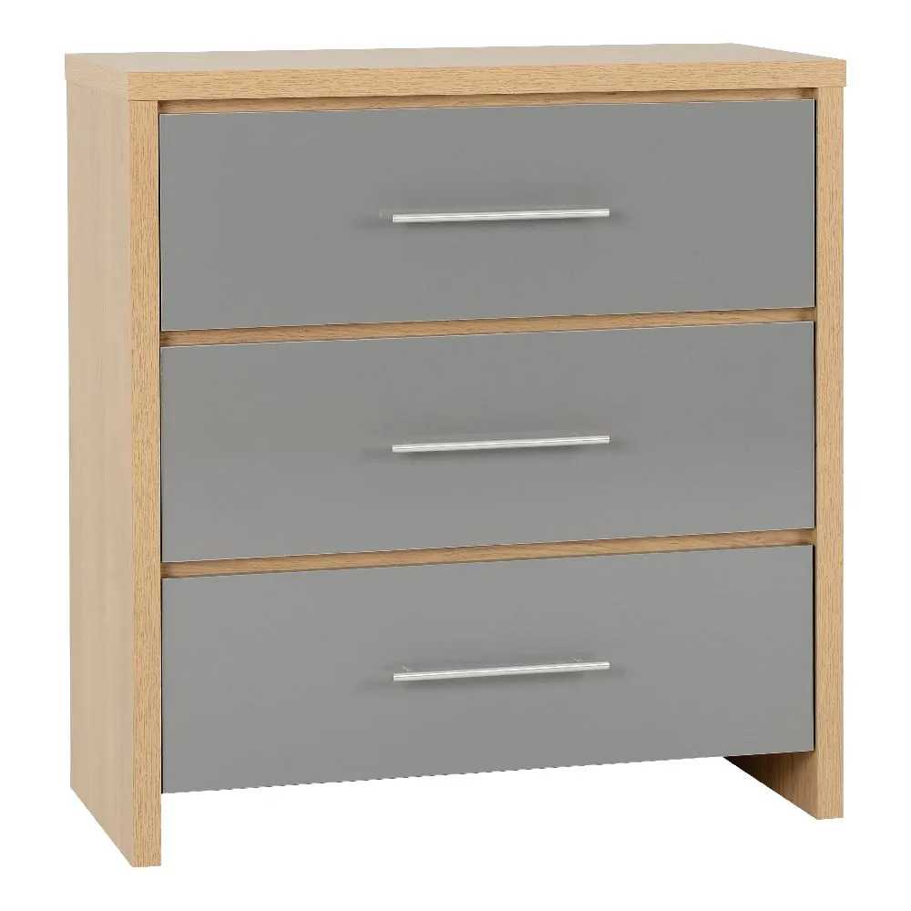Samaira 3-Drawer Chest - Grey, Oak image
