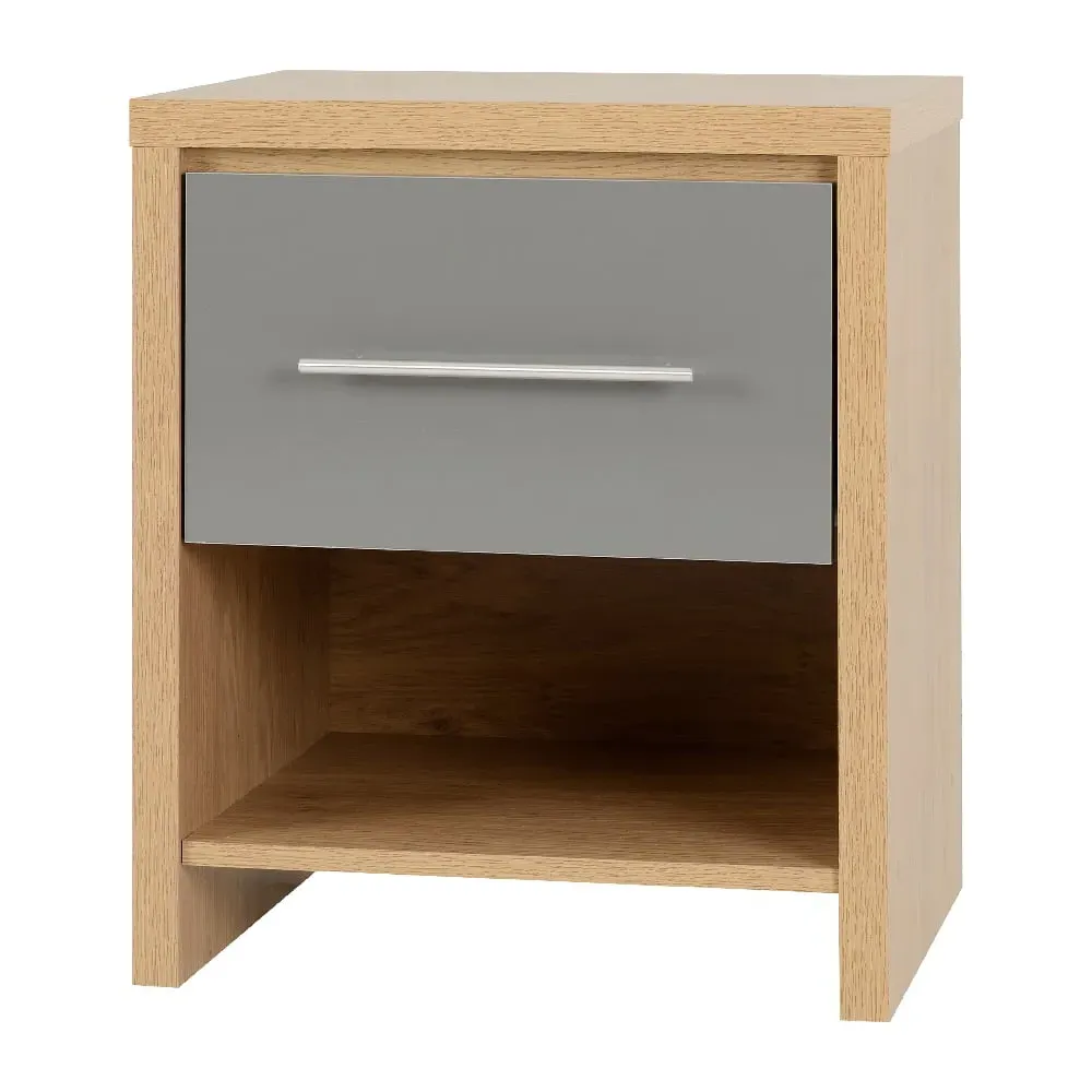 Samaira Bedside Cabinet - Grey, Oak image