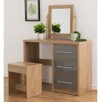 Samaira Dressing Table Set - Grey, Light Oak