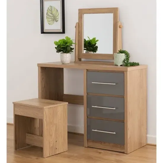 Samaira Dressing Table Set - Grey, Light Oak image