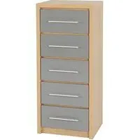 Samaira Narrow Chest of Drawers - Grey, Oak Effect