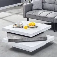 Samora Square Coffee Table with Rotating Panels - White