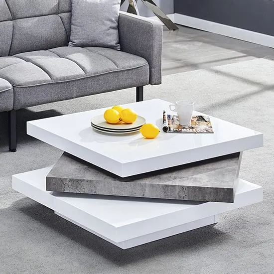 Samora Square Coffee Table with Rotating Panels - White image