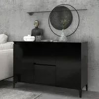 Sanaa Sideboard with 2 Doors 2 Drawers - Black, Engineered Wood