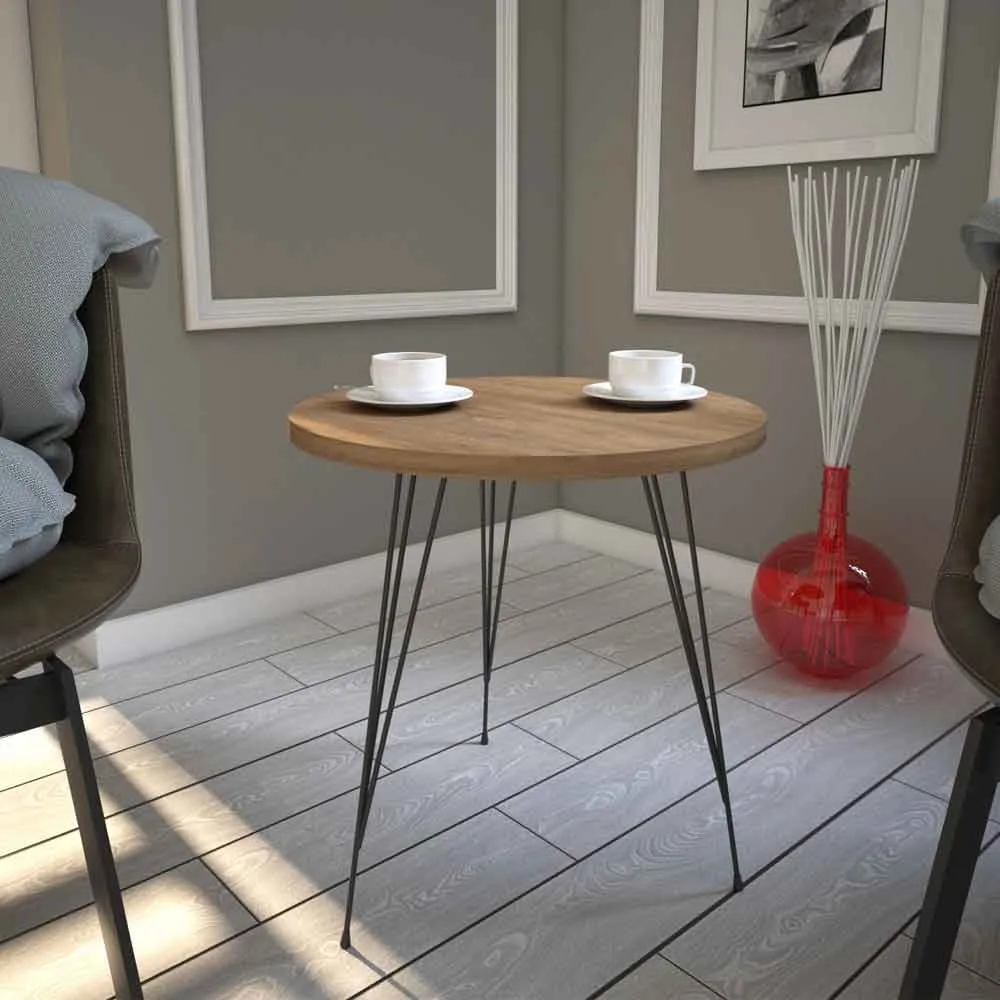Sandalf Round Side Table - Caucasian Oak, Melamine Particleboard product
