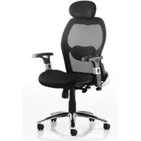 Sanderson Fabric Headrest Office Chair with Arms - Black