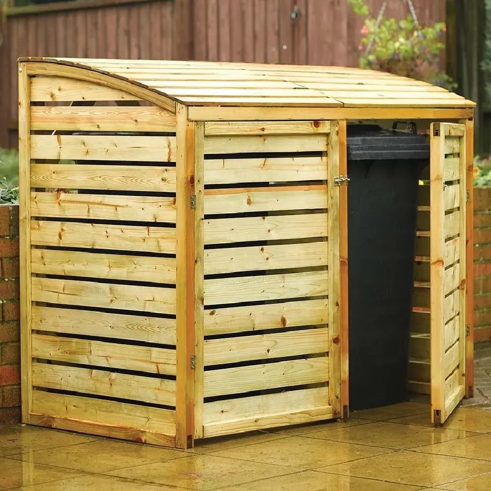 Sandiacre Double Garden Storage Bin - Natural Wood
