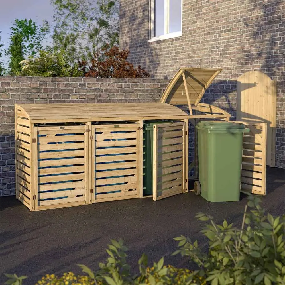 Sandiacre Quadruple Bin Storage Cabinet - Natural, Wood product