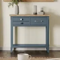 Sanford Console Table with 3 Drawers - Blue, Oak