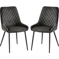 Sanford Dining Chairs in Pair - Gun Metal Grey, Velvet