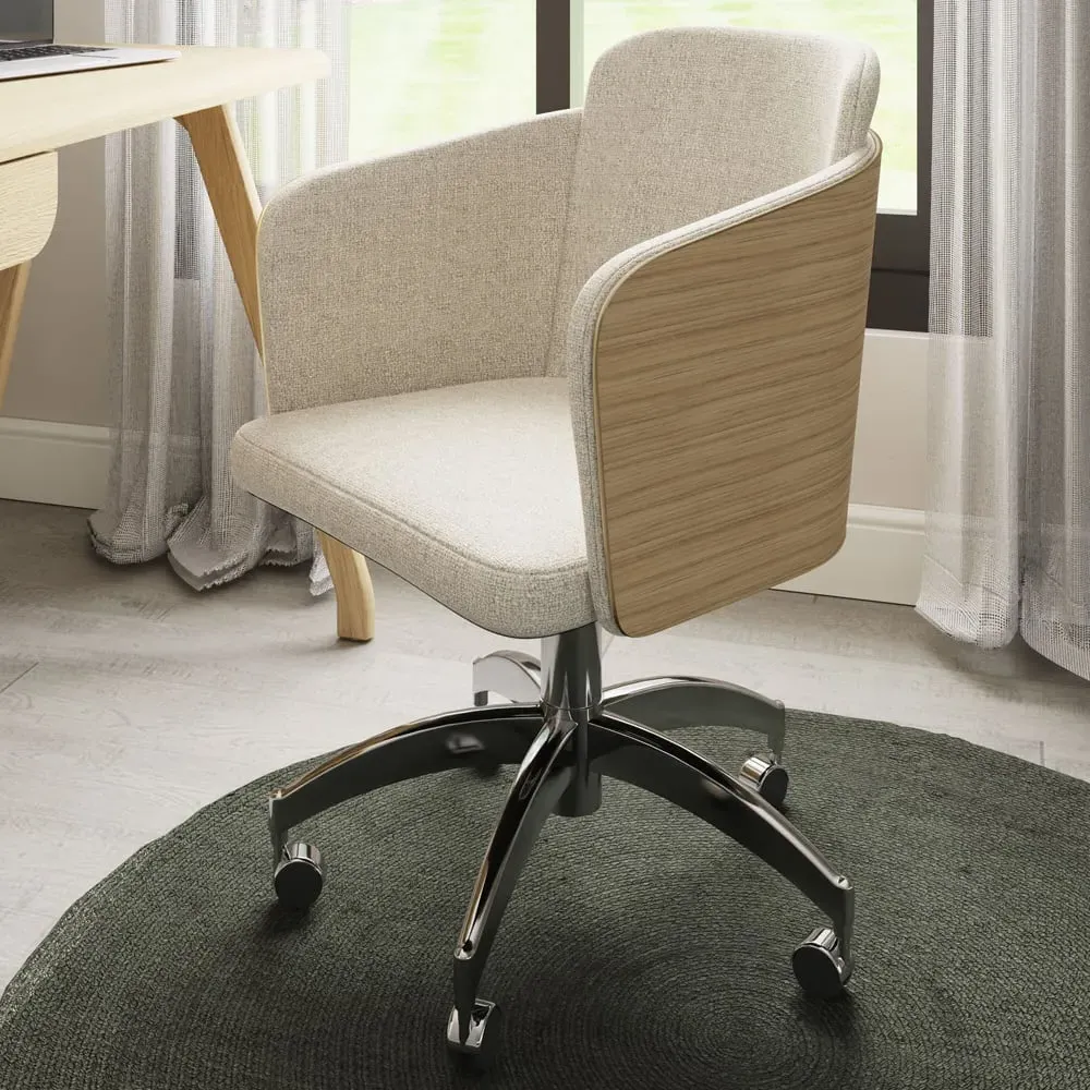 Sanford Fabric Office Chair with Chrome Base - Oak image