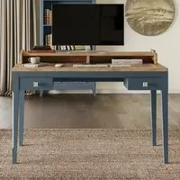 Sanford Laptop Desk with 2 Drawers - Blue, Oak