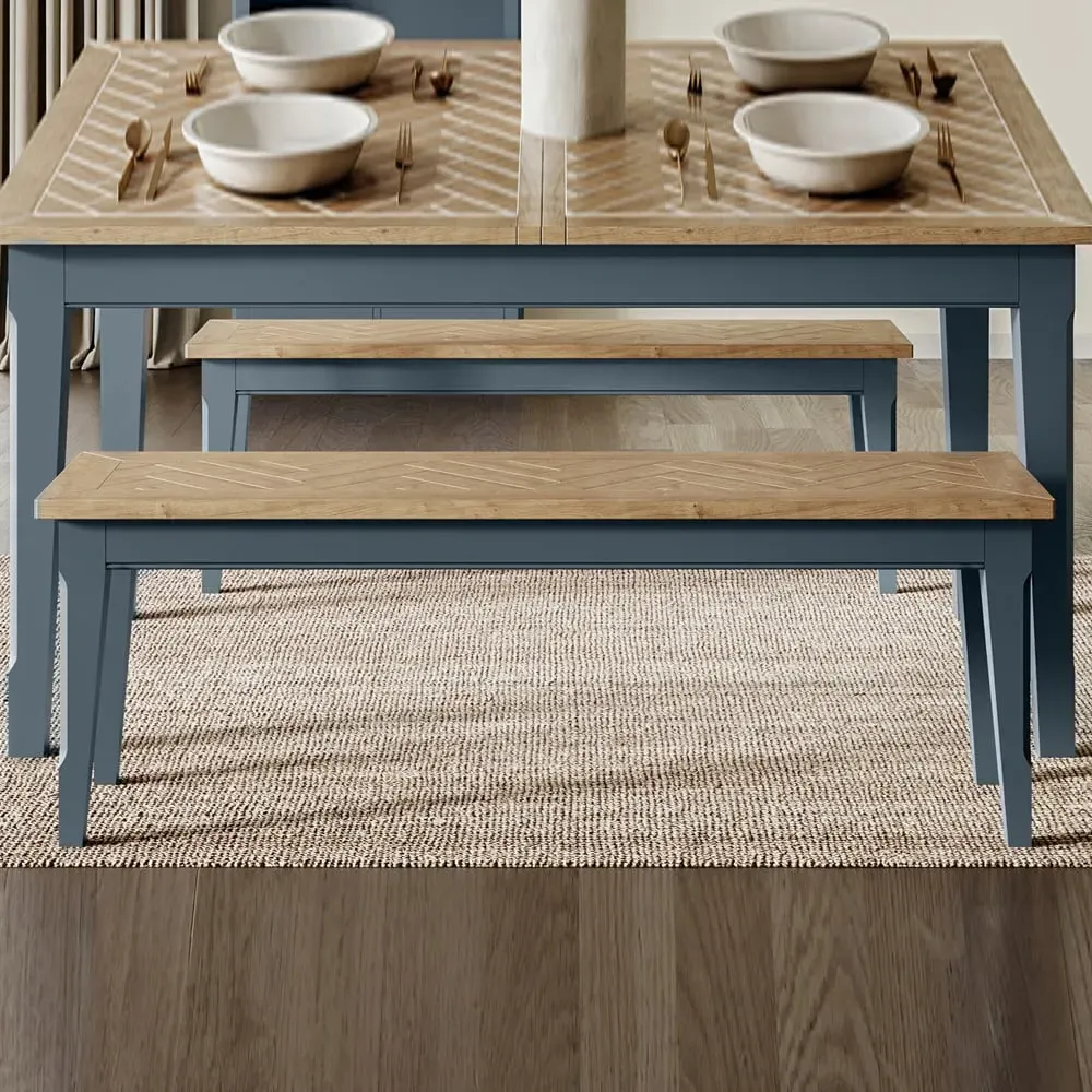Sanford Large Dining Bench - Blue, Oak
