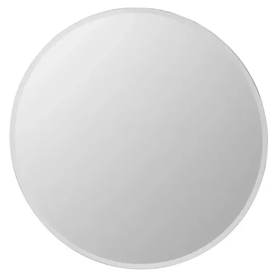 Sanford Large Round Wall Mirror with Mirrored Frame - Glass, MDF