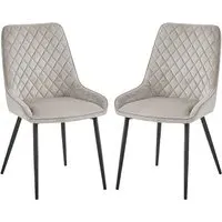 Sanford Quilted Dining Chairs in Pair - Mink, Velvet