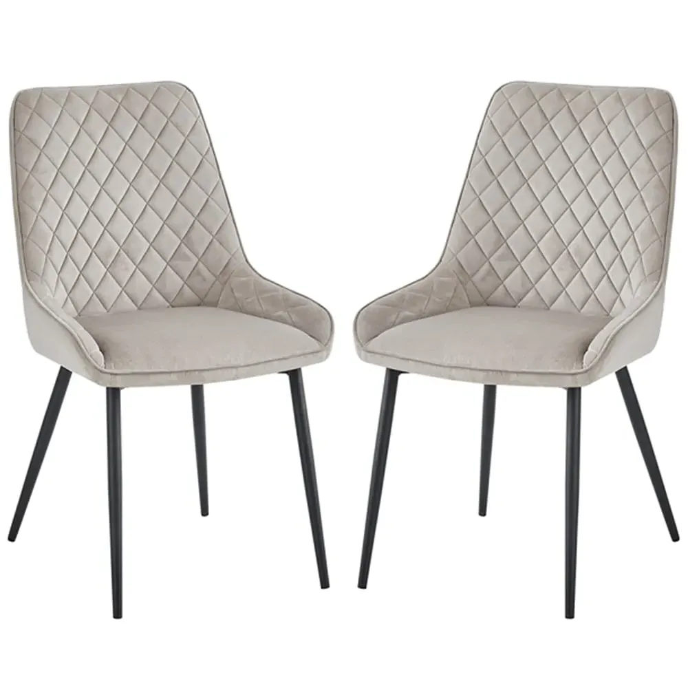 Sanford Quilted Dining Chairs in Pair - Mink, Velvet