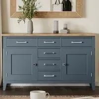 Sanford Sideboard with 6 Drawers 2 Doors - Blue, Oak