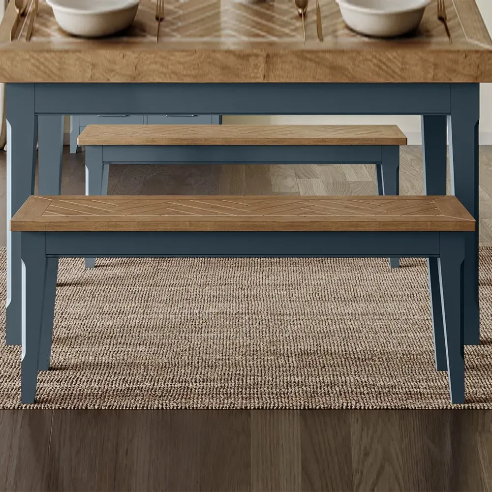 Sanford Small Dining Bench - Blue, Oak image