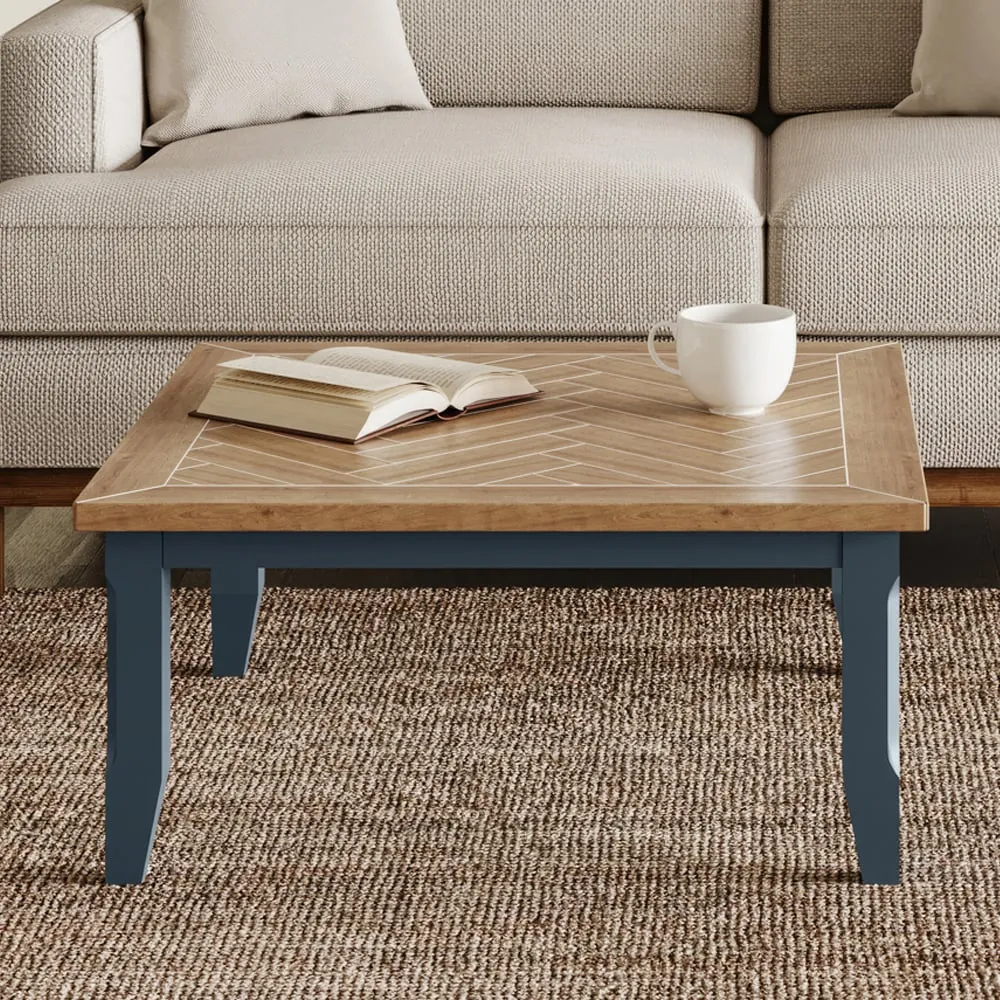 Sanford Square Coffee Table - Blue, Oak