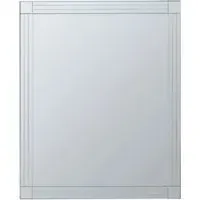 Sanford Square Wall Mirror with Linear Detail - Glass, MDF