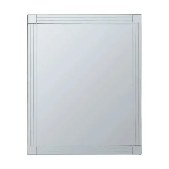 Sanford Square Wall Mirror with Linear Detail - Glass, MDF