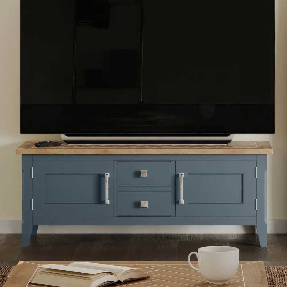 Sanford TV Stand with 2 Doors 2 Drawers - Blue, Oak image