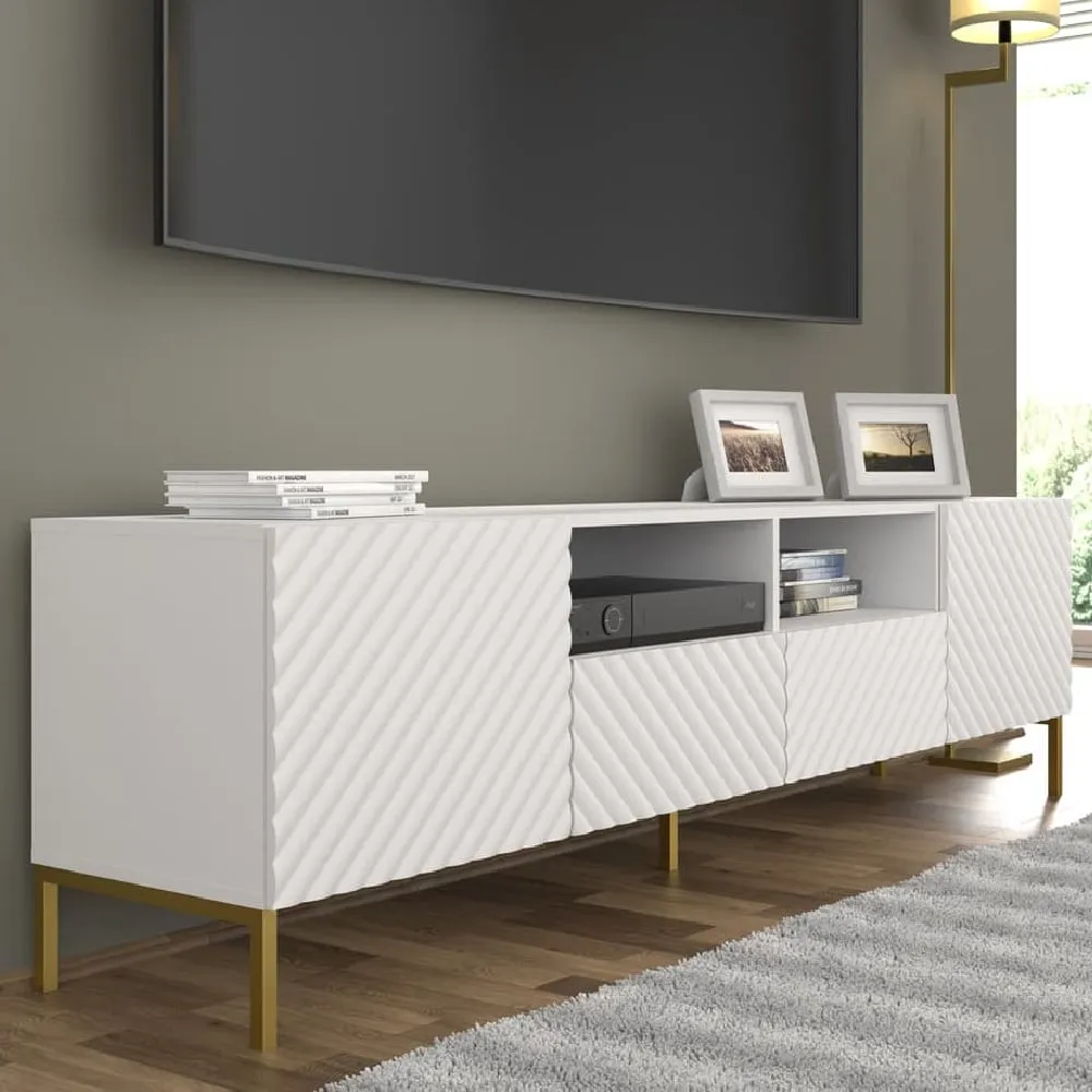 Sanford TV Stand with 2 Doors 2 Drawers - White
