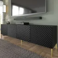 Sanford TV Stand with 4 Doors - Black